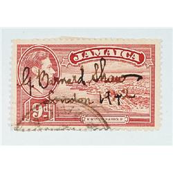Shaw, George Bernard (1856-1950), A Jamaican postage stamp depicting Kingston Harbour signed an...