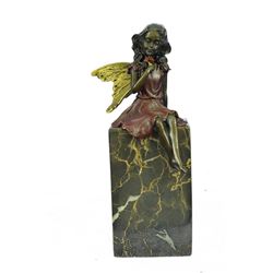 Valentine Angel Holding Flower Bronze Figurine