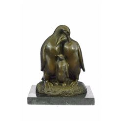 Emperor Penguin Family art Bronze Sculpture