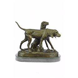 Vintage Style Hunting Dogs Bronze Sculpture
