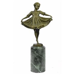 Young Girl Mid Dance Pose Bronze Figurine