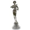 Image 1 : Woman Musician Bronze Sculpture on Marble Base Statue