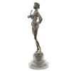 Image 5 : Woman Musician Bronze Sculpture on Marble Base Statue