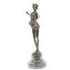 Image 6 : Woman Musician Bronze Sculpture on Marble Base Statue