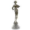 Image 7 : Woman Musician Bronze Sculpture on Marble Base Statue