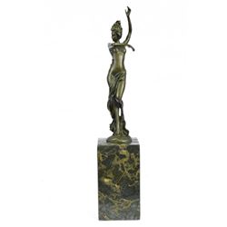 Sexy Girl Bronze Sculpture on Marble Base Statue