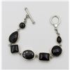 Image 2 : BARSE .925 BLACK ONYX GEMSTONE BRACELET BARSE STERLING SILVER BLACK ONYX GEMSTONE WIDE LINK BRACELET