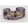 Image 1 : .925 CUFF BRACELET WITH SEMI-PRECIOUS STONES STERLING SILVER CUFF BRACELET WITH SEMI-PRECIOUS STONES