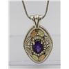 Image 2 : .925 & 12KT NECKLACE W/ AMETHYST COLORED STONES STERLING SILVER & 12KT NKECLACE WITH AMETHYST COLORE