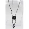 Image 2 : STERLING SILVER AND BLACK BEADED NECKLACE STERLING SILVER NECKLACE WITH BLACK AND DEEP PURPLE BEADS.