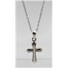 Image 2 : (2) STERLING SILVER CROSS NECKLACES (2) STERLING SILVER CROSS NECKLACE. ONE IS 16.5" LONG AND THE OT