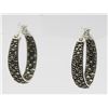 Image 2 : STERLING SILVER HOOP EARRINGS WITH HEMATITES FOR PIERCED EARS