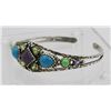 Image 2 : "AW CR" STAMPED BEAUTIFUL CUFF BRACELET "AW CR" STAMPED BEAUTIFUL CUFF BRACELET. HAS BLUE, GREEN AND