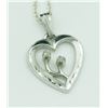Image 2 : STERLING SILVER HEART NECKLACE WITH DIAMONDS STERLING SILVER HEART NECKLACE WITH TWO DIAMONDS ON A 1