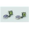 Image 1 : STERLING SILVER EARRINGS WITH PERIDOT & AMETHYST STUNNING STELRING SILVER EARRINGS WITH PERIDOT AND