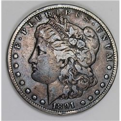 1891-CC MORGAN SILVER DOLLAR VF+ NICE! 1891-CC MORGAN SILVER DOLLAR VF+ NICE! ESTIMATE: $115-$150