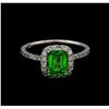 Image 2 : 1.31 ctw Tsavorite and Diamond Ring - 14KT White Gold