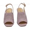 Image 4 : Chanel Lavender Suede CC Open Toe Block Heel Pumps 35