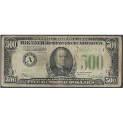 1934 $500 Federal Reserve Note Boston