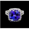 Image 2 : GIA Cert 9.06 ctw Tanzanite and Diamond Ring - 14KT White Gold