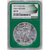 Image 1 : 2017 $1 American Silver Eagle Coin NGC MS70 Early Releases Green Core