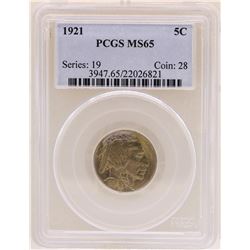 1921 Buffalo Nickel Coin PCGS MS65