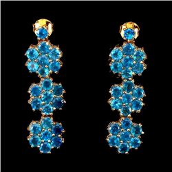 Natural Rare Brazil Aaa Neon Blue Apatite Earrings