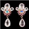 Image 1 : Natural MULTI COLOR ROSE QUARTZ OPAL TOURMALINE Earring