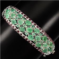 Natural Green Emerald & Garnet 129 Carats Bangle