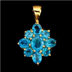 Natural Aaa Neon Brazil Blue Apatite Pendant