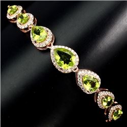 Natural 8x6mm Rich Green 49.73 Ct Peridot Bracelet