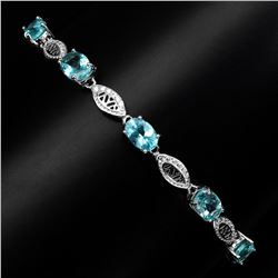 Natural 7x5mm Top Neon Blue Apatite Bracelet
