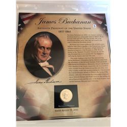 1857-1861 JAMES BUCHANAN President Dollar in Original Book Card