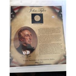 1841-1845 JOHN TYLER President Dollar in Original Book Card
