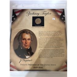 1849-1850 ZACHARY TAYLER President Dollar in Original Book Card