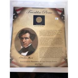 1853-1857 FRANKLIN PIERCE President Dollar in Original Book Card