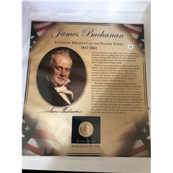 1857-1861 JAMES BUCHANAN President Dollar in Original Book Card