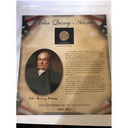 1825-1829 JOHN QUINCY ADAMS President Dollar in Original Book Card