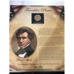 1853-1857 FRANKLIN PIERCE President Dollar in Original Book Card