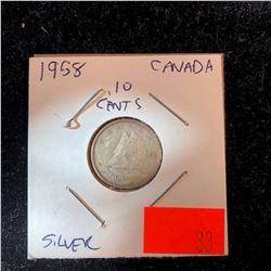 1958 Canada Silver 10 Cents