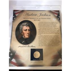 1829-1837 ANDREW JACKSON President Dollar in Original Book Card