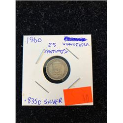 1960 Venezula Silver 25 Centimos Coin