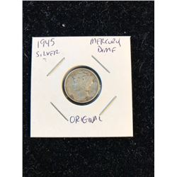1945 Mercury Silver Dime Original