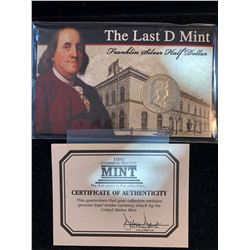 1963 D Silver Franklin Half Dollar in Original Package with COA