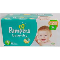 CASE OF 92 PAMPERS BABY DRY DIAPERS SIZE 4