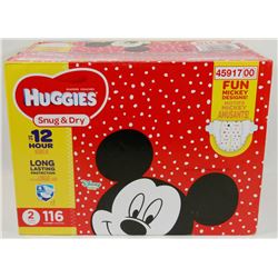 CASE OF 116 HUGGIES SNUG AND DRY DIAPERS SIZE 2
