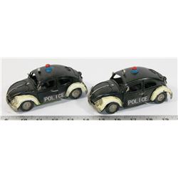 TWO POLICE VOLKSWAGEN METAL "BUG" CARS