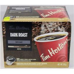 30 PACK OF TIM HORTONS DARK ROAST K-CUPS