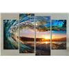 Image 1 : NEW 4 PANEL MODERN SEASCAPE PRINT ON CANVAS