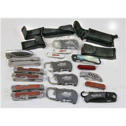 BAG OF ASSORTED POCKET KNIVES AND MULTI-TOOLS